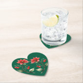 Porta Copos papel coração Natal verde e Flores ペーパーコースター (インサイチュ)