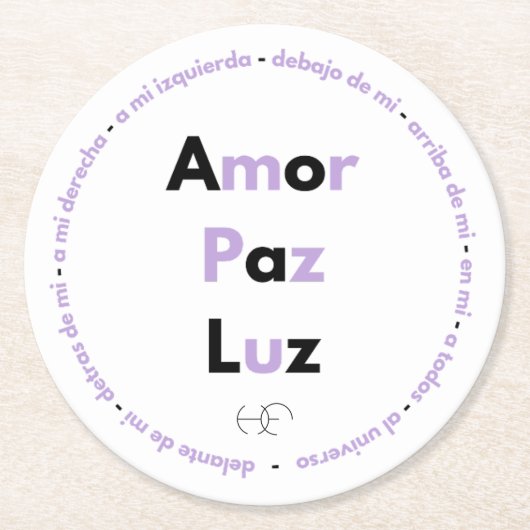 Porta vasos con Oración Celestial ラウンドペーパーコースター (正面)