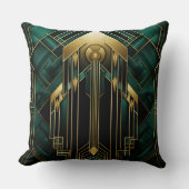 Portail Art Déco - Émeraude et Dorure クッション (正面)