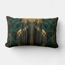 Portail Art Déco - Émeraude et Dorure ランバークッション