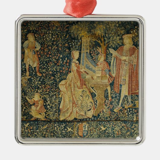 portative器官をからの遊んでいる女性 メタルオーナメント (正面)