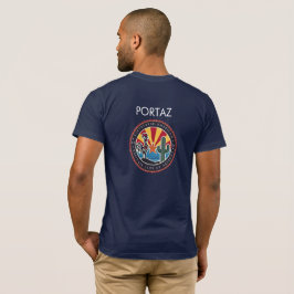 PortAzロゴを前面と背面に付けたダークシャツ Tシャツ