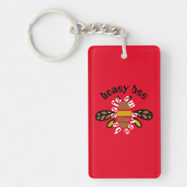 Porte-clefs Honey bee acrylique - rectangle rouge キーホルダー