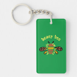Porte-clefs Honey bee acrylique - rectangle vert キーホルダー