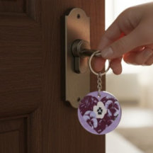 Porte-Clés Acrylique Cœur de violette