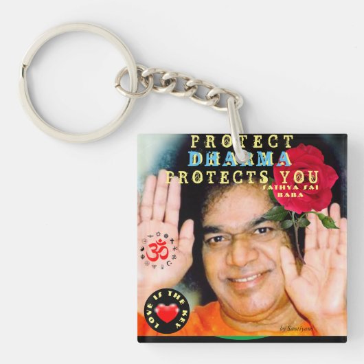 Porte-clés acrylique Sathya Sai Baba " Protect ... キーホルダー (正面)