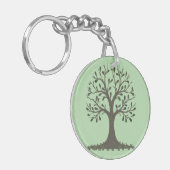 🌳 Porte-Clés Arbre de Vie Vert Pâle et Nature キーホルダー (正面左)