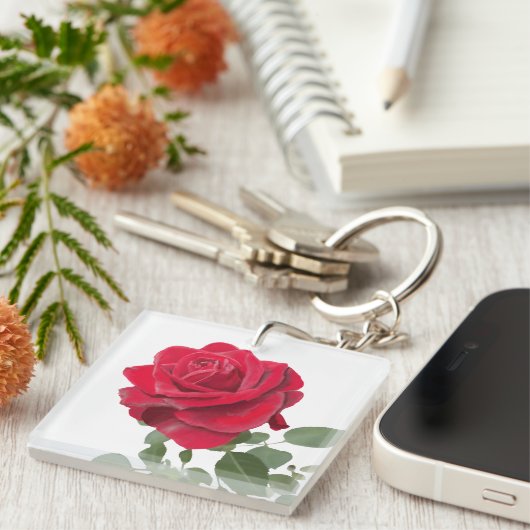 Porte-clés Cartes De Visite  Rose rouge peinture キーホルダー (正面右)