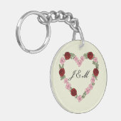 Porte-clés en acrylique crème avec cœur rose キーホルダー (正面左)