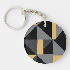 Porte-Clés en Acrylique – Géométrie Noir et Or キーホルダー