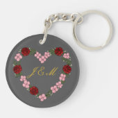 Porte-clés en acrylique gris avec cœur rose et rou キーホルダー (裏面)