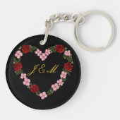 Porte-clés en acrylique noir avec cœur rose キーホルダー (裏面)