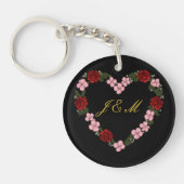 Porte-clés en acrylique noir avec cœur rose キーホルダー (正面)