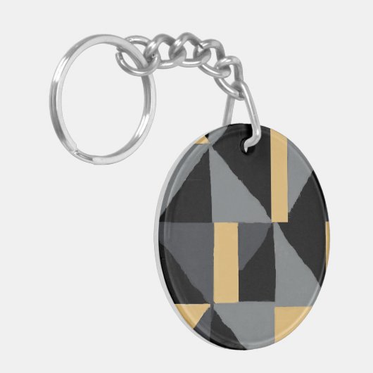 Porte-clés en acrylique Noir et Or キーホルダー (正面左)