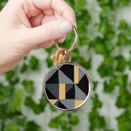 Porte-clés en Métal Premium Géométrique Noir キーホルダー