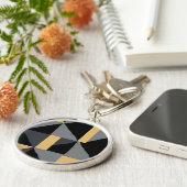 Porte-clés en Métal Premium Géométrique Noir キーホルダー (側面)