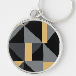 Porte-clés en Métal Premium Géométrique Noir キーホルダー