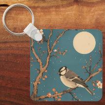 Porte-clés Moonlit Bird on Blossom Branch