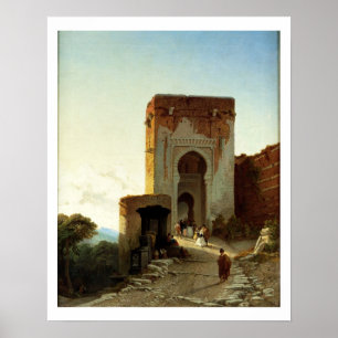 Porte de Justice, Alhambra, Granada (キャンバスに油) ポスター