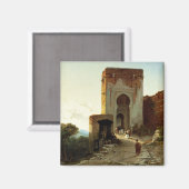 Porte de Justice, Alhambra, Granada (キャンバスに油) マグネット (正面/裏面)