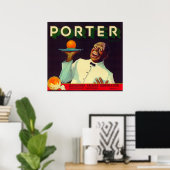 Porter Orange LabelPorterville, CA ポスター (ホームオフィス)