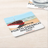 Porth Dafarch、Angleseyヴィンテージ旅行ポスター スクエアペーパーコースター (アングル)