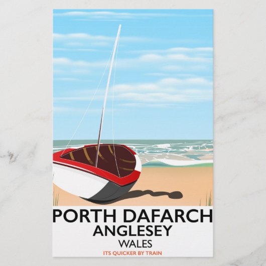 Porth Dafarch、Angleseyヴィンテージ旅行ポスター 便箋 (正面)