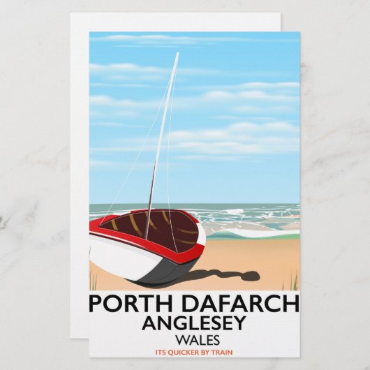 Porth Dafarch、Angleseyヴィンテージ旅行ポスター 便箋 (正面/裏面)