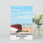 Porth Dafarch、Angleseyヴィンテージ旅行ポスター 便箋 (スタンド正面)