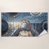 Porthole Nautical Ocean Liner Luxury Art Deco ビーチタオル (正面)
