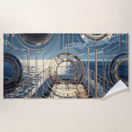 Porthole Nautical Ocean Liner Luxury Art Deco ビーチタオル