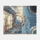 Porthole Nautical Ocean Liner Luxury Art Deco フリースブランケット (正面(横))