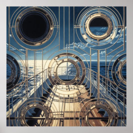 Porthole Nautical Ocean Liner Luxury Art Deco ポスター