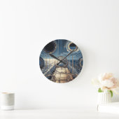 Porthole Nautical Ocean Liner Luxury Art Deco ラウンド壁時計 (ホーム)