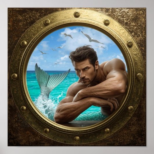 Porthole Poster Featuring Handsome Merman ポスター (正面)