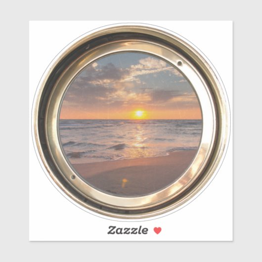 porthole with sunset シール (シート)