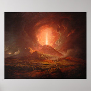 PorticiからのVesuvius、ダービーのヨセフライト ポスター