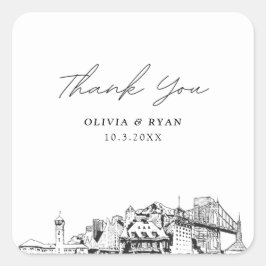 Portland結婚's Landmarks Favy Thank You スクエアシール
