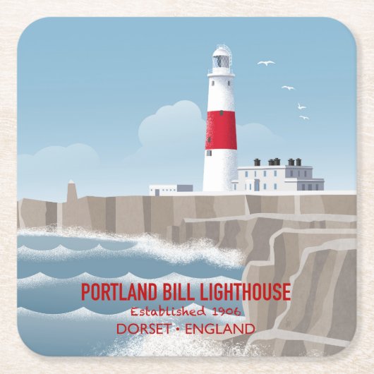 Portland Bill Lighthouse スクエアペーパーコースター (正面)