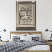 Portland Cityscape through a Window sepia キャンバスプリント (インサイチュ (寝室))