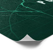 Portland Emerald Map Print Oregon Wallart Poster ポスター (角)