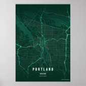 Portland Emerald Map Print Oregon Wallart Poster ポスター (正面)
