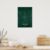 Portland Emerald Map Print Oregon Wallart Poster ポスター (キッチン)