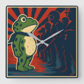 Portland Frog Protest スクエア壁時計 (正面)