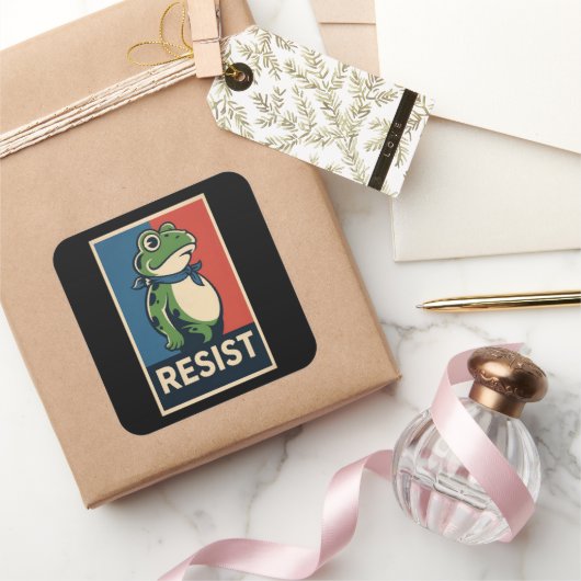 Portland Frog Protest Anti Ice Resistance I Stand  スクエアシール (ギフト)