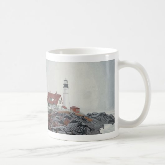 Portland Head Light in Fog コーヒーマグカップ (右)