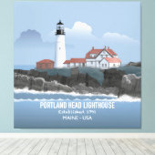 Portland Head Lighthouse キャンバスプリント (インサイチュ (ウッドフロア))
