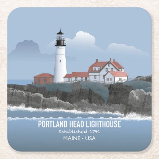 Portland Head Lighthouse スクエアペーパーコースター (正面)