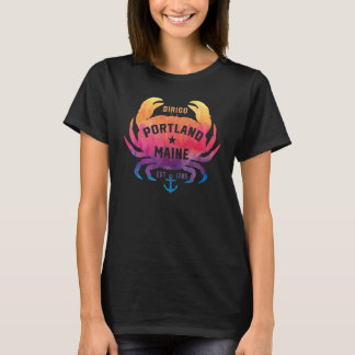 Portland Maine Souvenir Dirigo Crab Cute Rainbow T Tシャツ