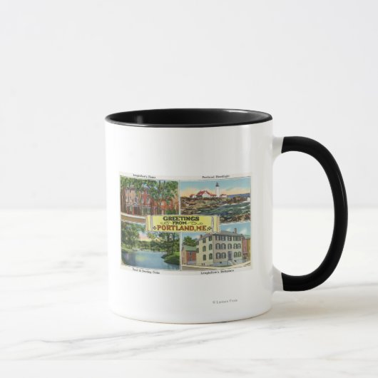 Portland, MaineGreetings From with Scenic マグカップ (右)